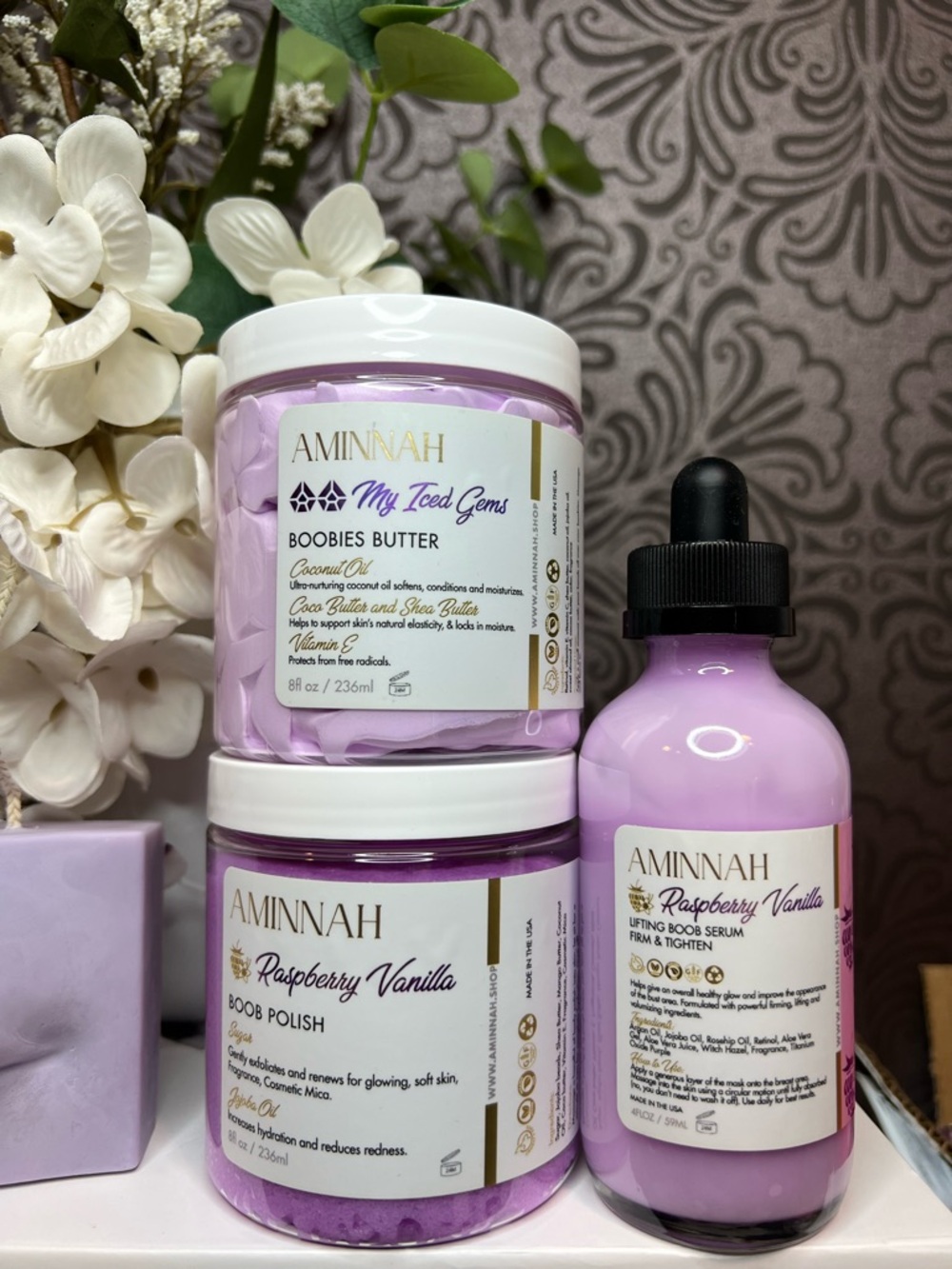 Mothers Day Gift Set -AMINNAH Raspberry Vanilla & Lip Candle - Picture 3 of 5
